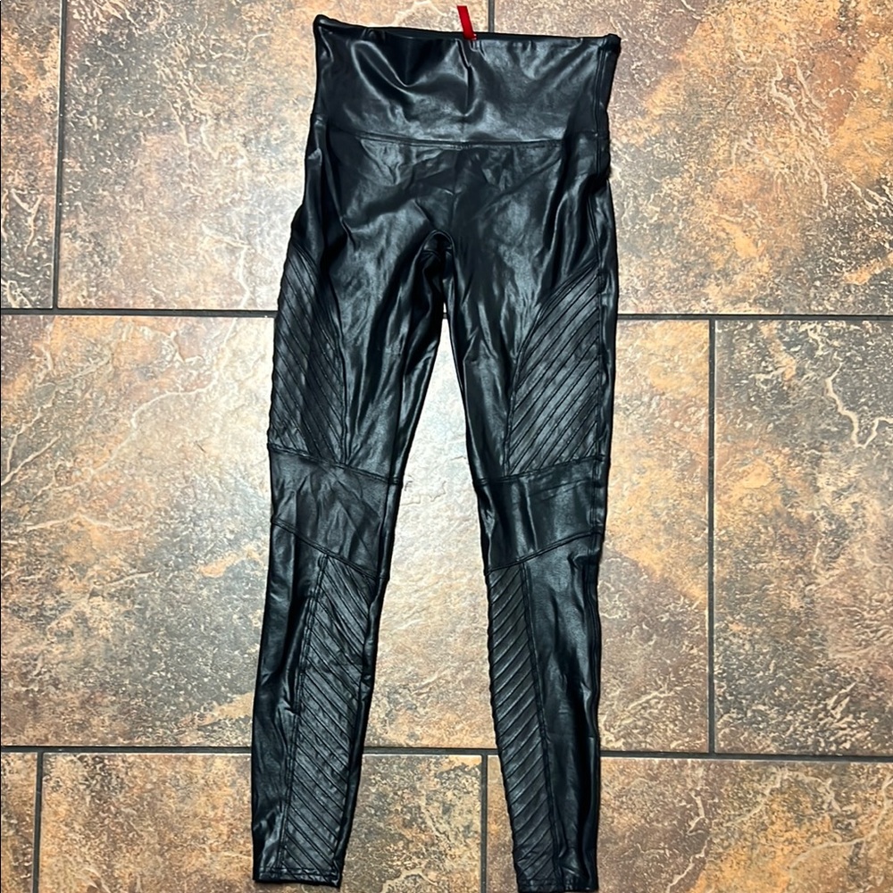 SPANX Black Moto Faux Leather Leggings